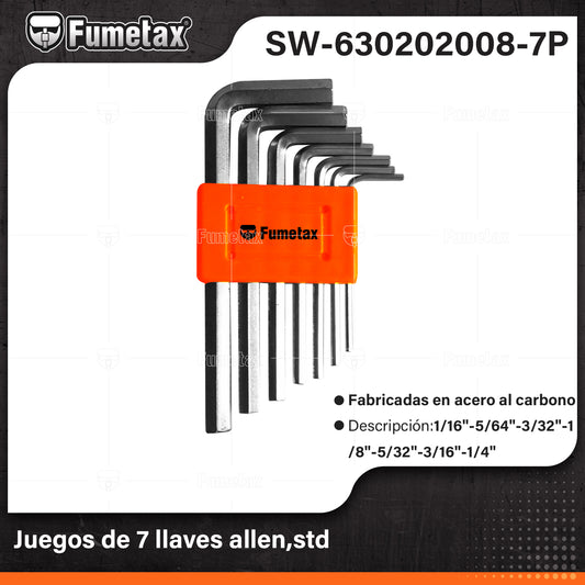 SW-630202008-7P (Caja master 200)(MOQ 1juego=1blister) Juegos  de 7 llaves allen,std