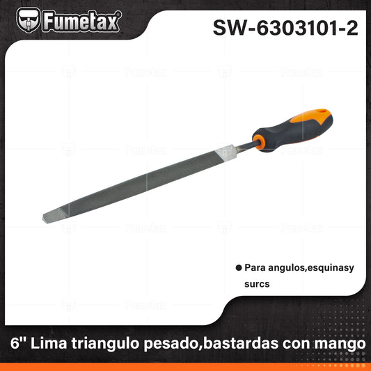 SW-6303101-2 (Caja master 100)(MOQ 10pzs=1bolsa) 6" Lima triangulo pesado,bastardas con mango