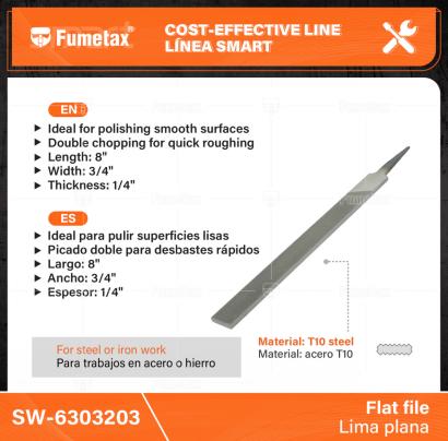 SW-6303203-(Caja master 1 CTN=200 SKU)-(MOQ 10 SKU)-Material: acero T10
Ideal para pulir superficies lisas