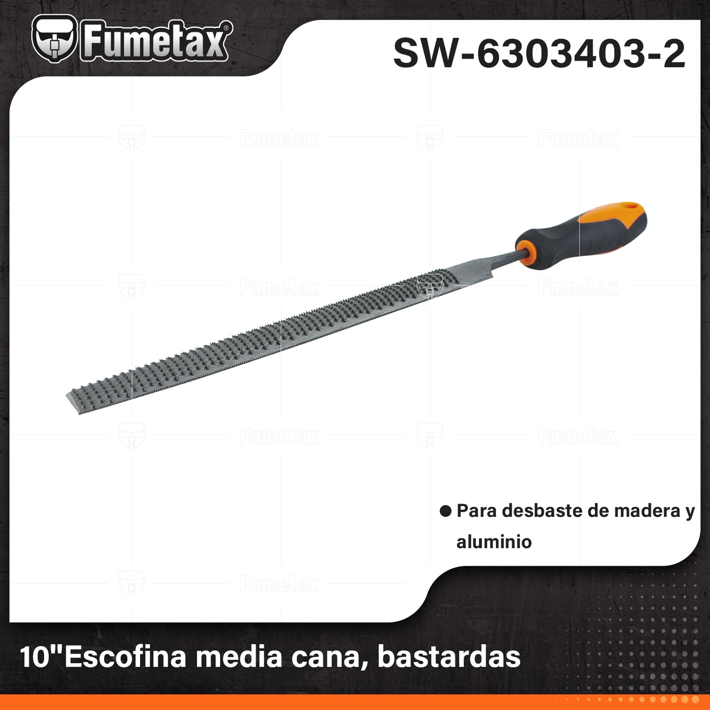 SW-6303403-2 (Caja master 100)(MOQ 10pzs=1bolsa) 10"Escofina media cana,bastardas