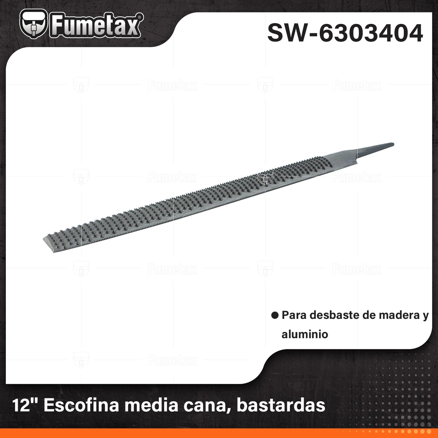 SW-6303404 (Caja master 200)(MOQ 6pzs=1bolsa) 12"Escofina media cana,bastardas