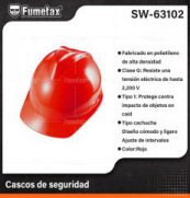SW-63102 (Caja master 30)(MOQ 30 pzs=1 Caja) Cascos de seguridad