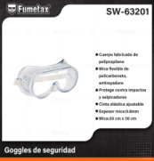 SW-63201 (Caja master 120)(MOQ 120 pzs=1 Caja) Goggles de seguridad