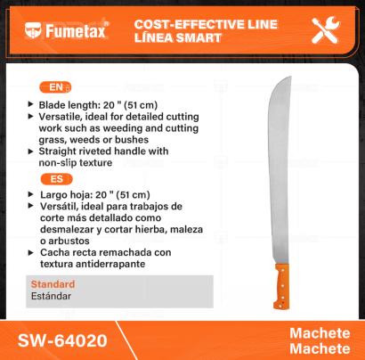 SW-64020-(Caja master 1 CTN=36 SKU)-(MOQ 6 SKU)-Estándar
Largo hoja: 20"  (51 cm)