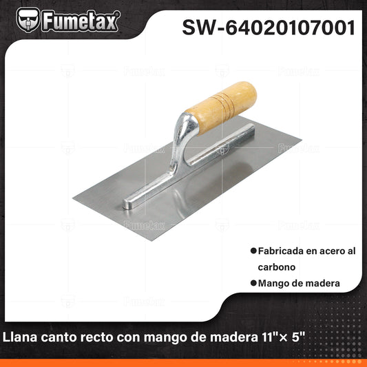 SW-64020107001 (Caja master 60)(MOQ 1pz=1etiqueta) Llana canto recto con mango de madera