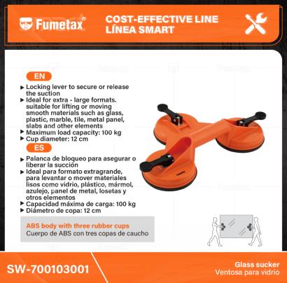 SW-700103001-(Caja master 1 CTN=10 SKU)-(MOQ 1 SKU)-Cuerpo de ABS con tres copas de caucho
Palanca de bloqueo para asegurar o liberar la succión