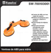 SW-700103001 (Caja master 10)(MOQ 1 pz=1 caja) Ventosa de ABS para vidrio
