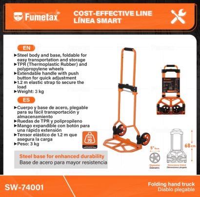 SW-74001-(Caja master 1 CTN=4 SKU)-(MOQ 1 SKU)-Cuerpo y base de acero, plegable para su fácil transportación y almacenamiento
Ruedas de TPR y polipropileno