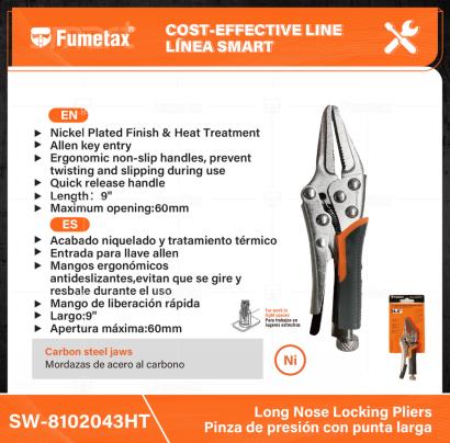 SW-8102043HT-(Caja master 1 CTN=36 SKU)-(MOQ 6 SKU)-Mordazas de acero al carbono 
Acabado niquelado y tratamiento térmico