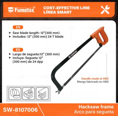 SW-8107006-(Caja master 1 CTN=48 SKU)-(MOQ 12 SKU)-Mango fabricado en ABS
Largo de segueta:12" (300 mm)