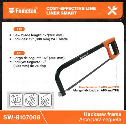 SW-8107008-(Caja master 1 CTN=48 SKU)-(MOQ 12 SKU)-Mango fabricado en ABS yPPR
Largo de segueta:12" (300 mm)