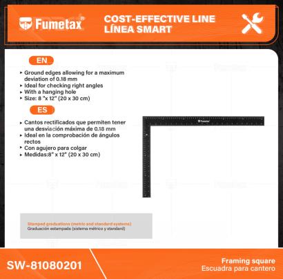 SW-81080201-(Caja master 1 CTN=120 SKU)-(MOQ 10 SKU)-Graduación estampada (sistema métrico y standard)
Cantos rectificados que permiten tener una desviación máxima de 0.18 mm