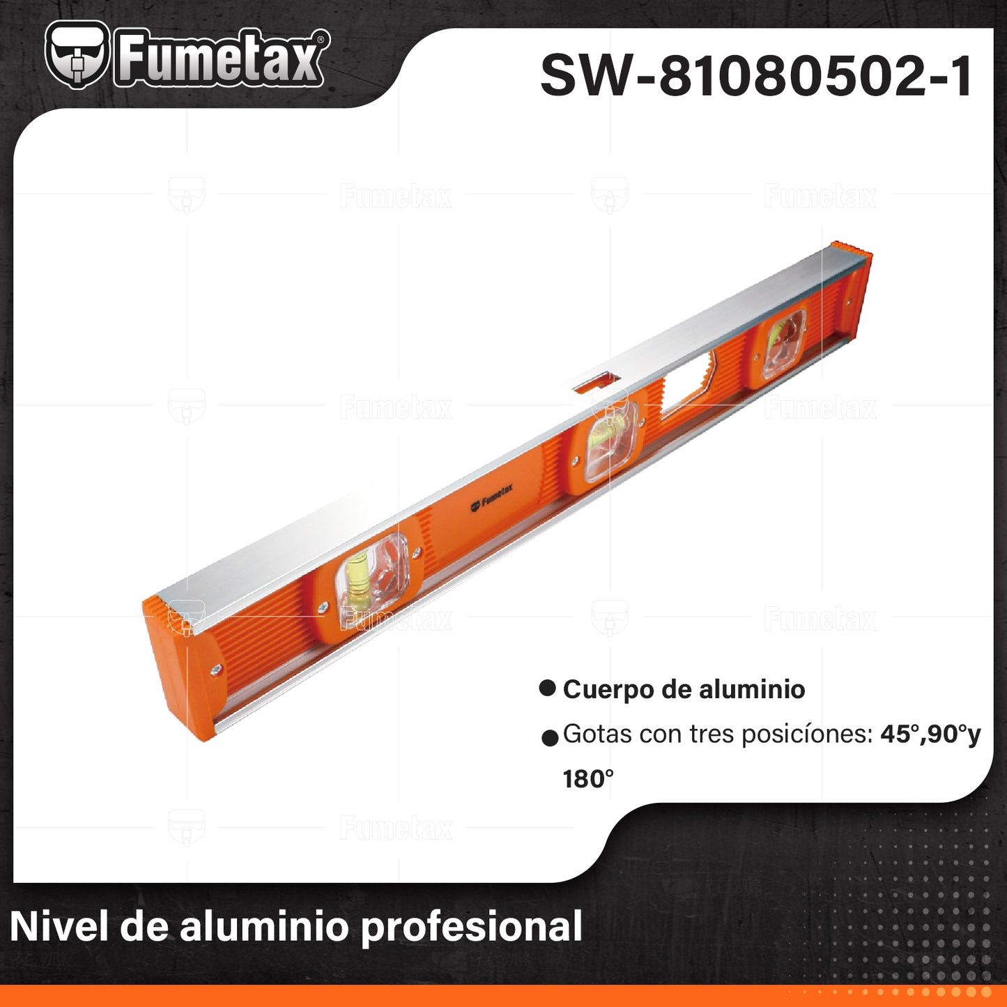 SW-81080502-1 (Caja master 50)(MOQ 1pz=1encoge) Nivel de aluminio profesional