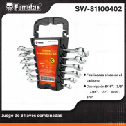 SW-81100402 (Caja master 24)(MOQ 1 juego=1 gancho) Juego de 6 llaves combinadas