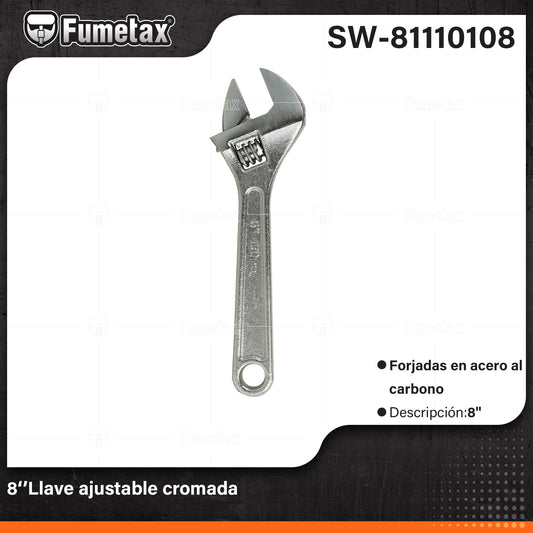 SW-81110108 (Caja master 60)(MOQ 1pz=1bolsa) 8‘’Llave ajustable cromada