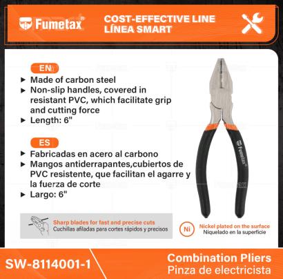 SW-8114001-1-(Caja master 1 CTN=60 SKU)-(MOQ 6 SKU)-Fabricadas en acero al carbono
Mangos antiderrapantes,cubiertos de PVC resistente, que facilitan el agarre y la fuerza de corte