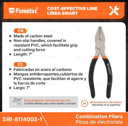 SW-8114002-1-(Caja master 1 CTN=60 SKU)-(MOQ 6 SKU)-Fabricadas en acero al carbono
Mangos antiderrapantes,cubiertos de PVC resistente, que facilitan el agarre y la fuerza de corte