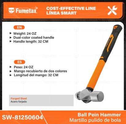 SW-81250604-(Caja master 1 CTN=24 SKU)-(MOQ 1 SKU)-Acero forjado
Cabeza:  24 OZ