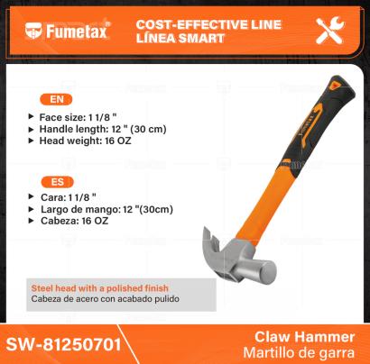SW-81250701-(Caja master 1 CTN=36 SKU)-(MOQ 1 SKU)-Acero forjado
Cabeza:  16 OZ