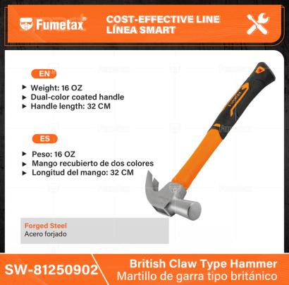 SW-81250902-(Caja master 1 CTN=24 SKU)-(MOQ 1 SKU)-Acero forjado
Cabeza:  16 OZ