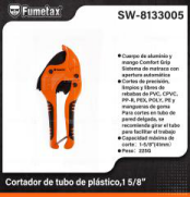 SW-8133005 (Caja master 50)(MOQ 1 pzs=1 caja) Cortador de tubo de plástico,15/8