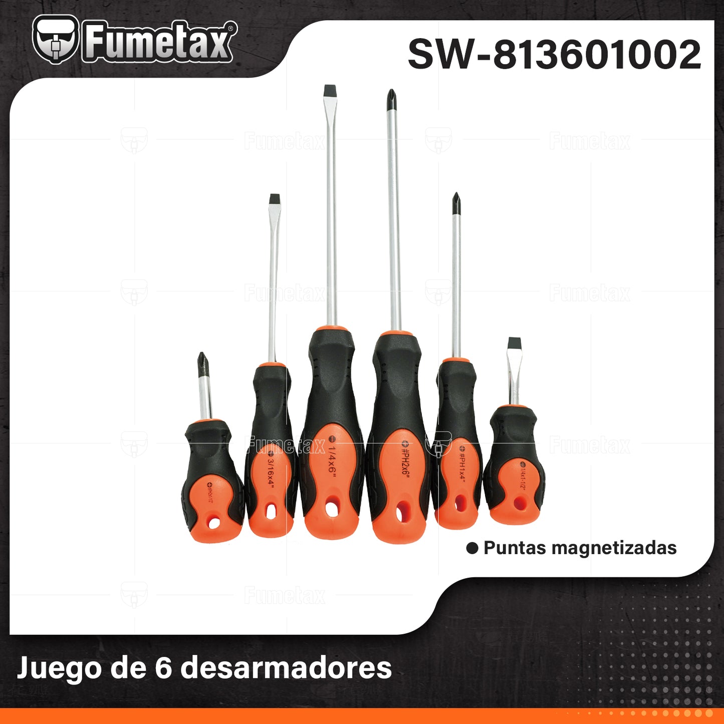 SW-813601002 (Caja master 24)(MOQ 1juego=1blister) Juego de 6 desarmadores