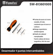SW-813601005 (Caja master 96)(MOQ 96 pzs=1 Caja) Desarmador 4 puntas intercambiables