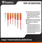 SW-813601006 (Caja master 12)(MOQ 12 pzs=1 Caja) Juego 7 desarmadores dieléctricos