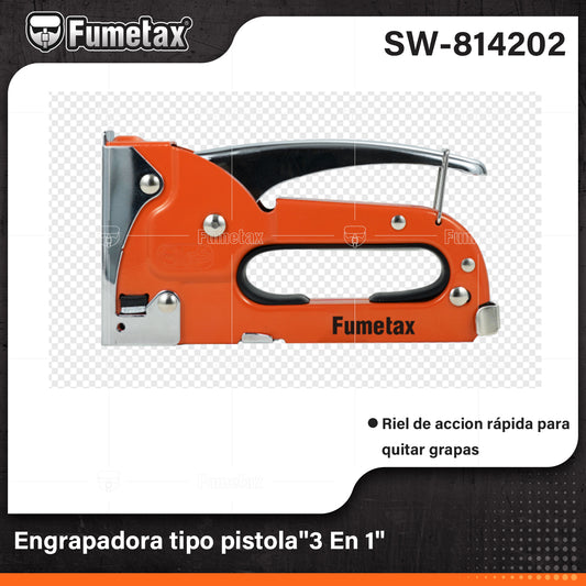 SW-814202 (Caja master 24)(MOQ 1pz=1blister) Engrapadora tipo pistola 3 En 1