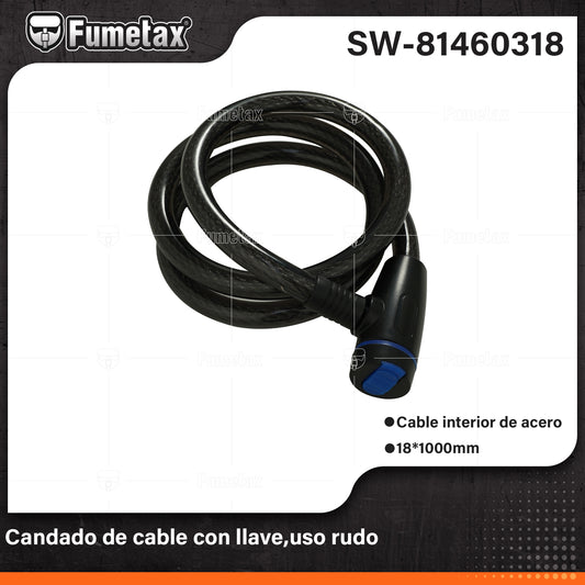 SW-81460318 (Caja master 30)(MOQ 1pz=1papel) Candados de cable con llave,uso rudo