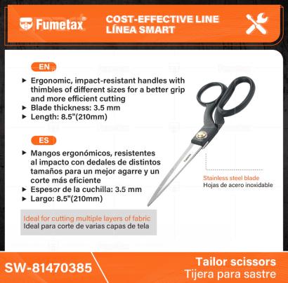 SW-81470385-(Caja master 1 CTN=60 SKU)-(MOQ 1 SKU)-Hojas de acero inoxidable
Mangos ergonómicos, resistentes al impacto con dedales de distintos tamaños para un mejor agarre y un corte más eficiente