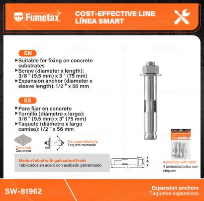 SW-81962-(Caja master 1 CTN=144 SKU)-(MOQ 1 SKU)-Fabricados en acero con acabado galvanizado
Taquete montado