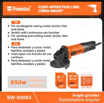 SW-83003-(Caja master 1 CTN=10 SKU)-(MOQ 1 SKU)-Motor de 750 W, montado sobre balero de bolas para mayor vida útil y mejor desempeño
Botón deslizable de trabajo continuo
