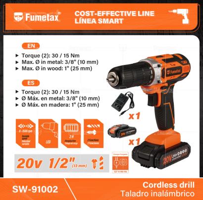 SW-91002-(Caja master 1 CTN=10 SKU)-(MOQ 1 SKU)-2 Funciones: taladro y atornillador
Luz LED