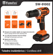 SW-91002 (Caja master 8)(MOQ  1 pz=1 caja) Taladro inalámbrico / Cordless drill